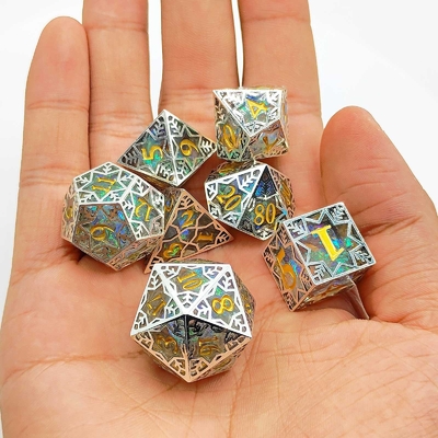 Violettharz und Schneeflocken-Metallrahmen Tisch-Rollenspiel spezifisches mehrseitiges Würfelset