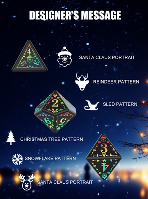 Weihnachts-Elemente LED Wiederaufladbares Würfelspiel Set Drache und Dungeon