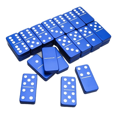Doppel 6 Sechs Metall Domino Set mit 28 Riesen Aluminiumlegierung Domino Blöcke Laser gedruckt Desktop-Spiel