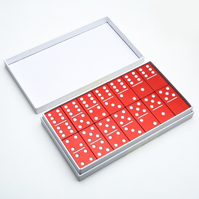 Doppel 6 Sechs Metall Domino Set mit 28 Riesen Aluminiumlegierung Domino Blöcke Laser gedruckt Desktop-Spiel