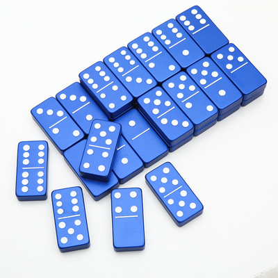 Doppel 6 Sechs Metall Domino Set mit 28 Riesen Aluminiumlegierung Domino Blöcke Laser gedruckt Desktop-Spiel