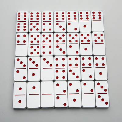 Doppel 6 Sechs Metall Domino Set mit 28 Riesen Aluminiumlegierung Domino Blöcke Laser gedruckt Desktop-Spiel