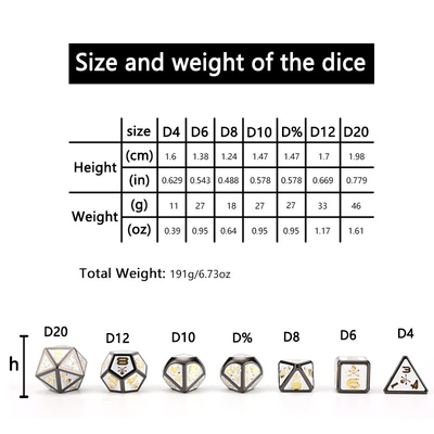 7 Skeleton Dice, Multi-Faced Digital Color DND Brettspiel, Dragon und Dungeon