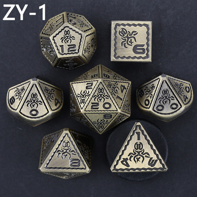 Elektroplattierte Vintage Farbige Kraken Metall Dnd Würfel Set Drachen und Drachen Schachbrett Spiel Würfel