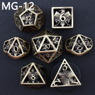 Hohles Metallwürfel-Set Polyeder benutzerdefiniertes Würfel-Drachen- und Drachenwürfel-Tischspiel