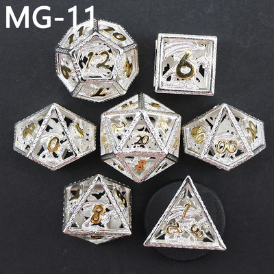Hohles Metallwürfel-Set Polyeder benutzerdefiniertes Würfel-Drachen- und Drachenwürfel-Tischspiel