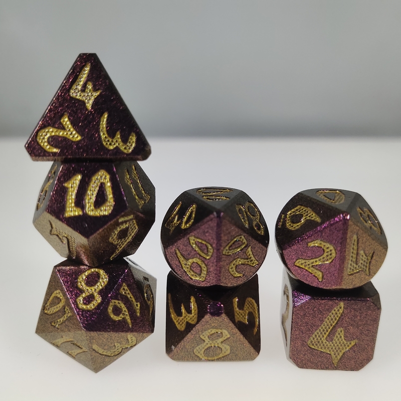 Brettspiel-RPG-Würfel-Set Hand, 7-teilig, leicht, scharfes Metall, polyedrisch, schwarz