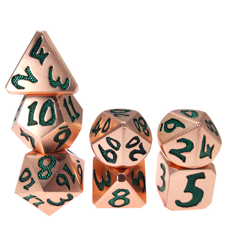 Hellgrüne kupferne Material Mini Black For Dungeons And-Drache-vielflächige Würfel stellten leichtes scharfes umrandet ein