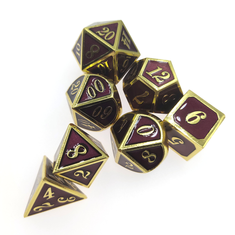 Schwergewichts- Metall-RPG würfeln ordentliche Grate, die Mikrowürfel rosa vielflächiges Vergoldungs-Grün einstellen
