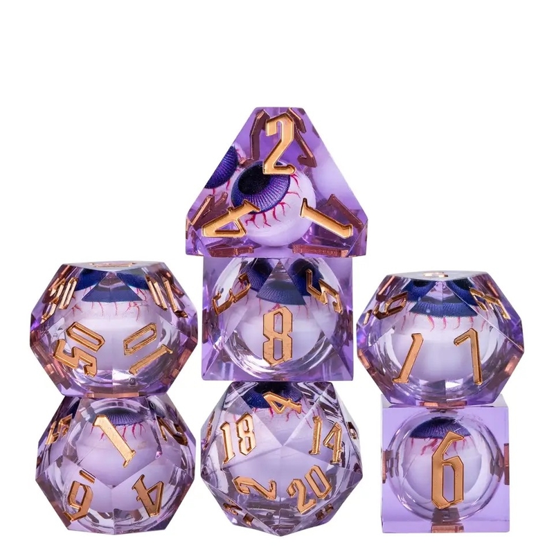 16mm Vollpolygraphische Würfel Bewegt Dungeons And Dragons Blutgeschoss Blaue Augen Würfel Set für die Rolle