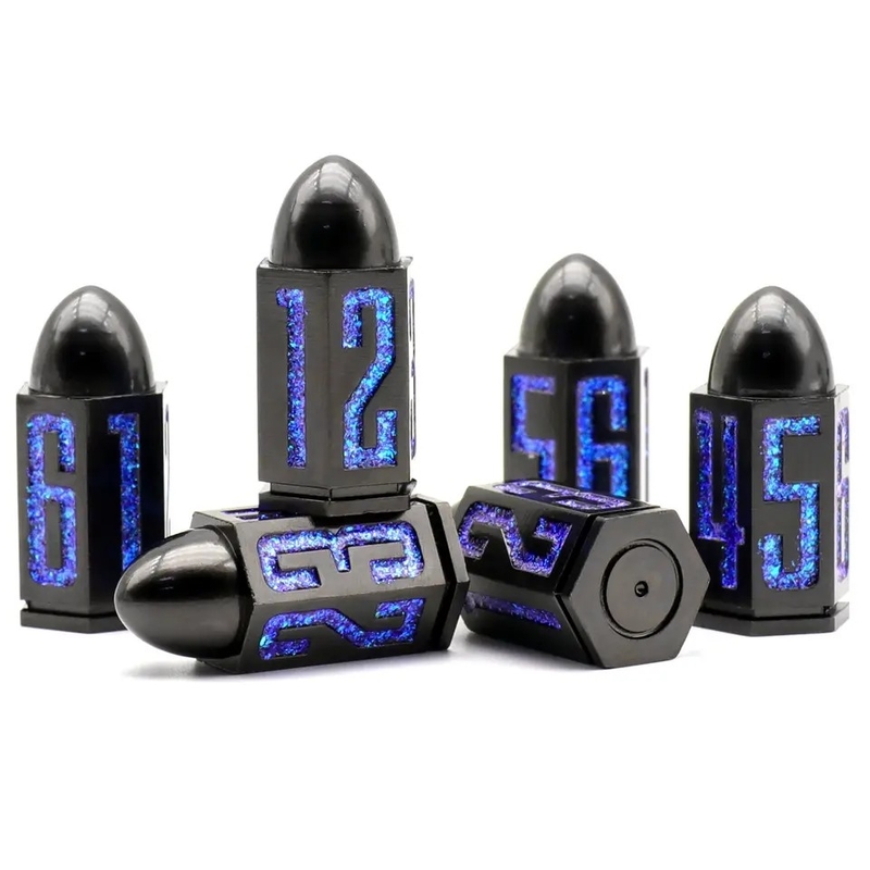 D6 Bullet Metal Dice Set 6 Stück 6 Seiten für Dnd Dungeons Rpg Warhammer Shadowrun Dice
