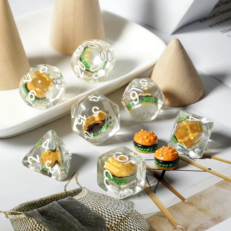 Custom Polyhedral DND Würfel Set Hamburger Gaming Für RPG Rollenspiele Tischspiele