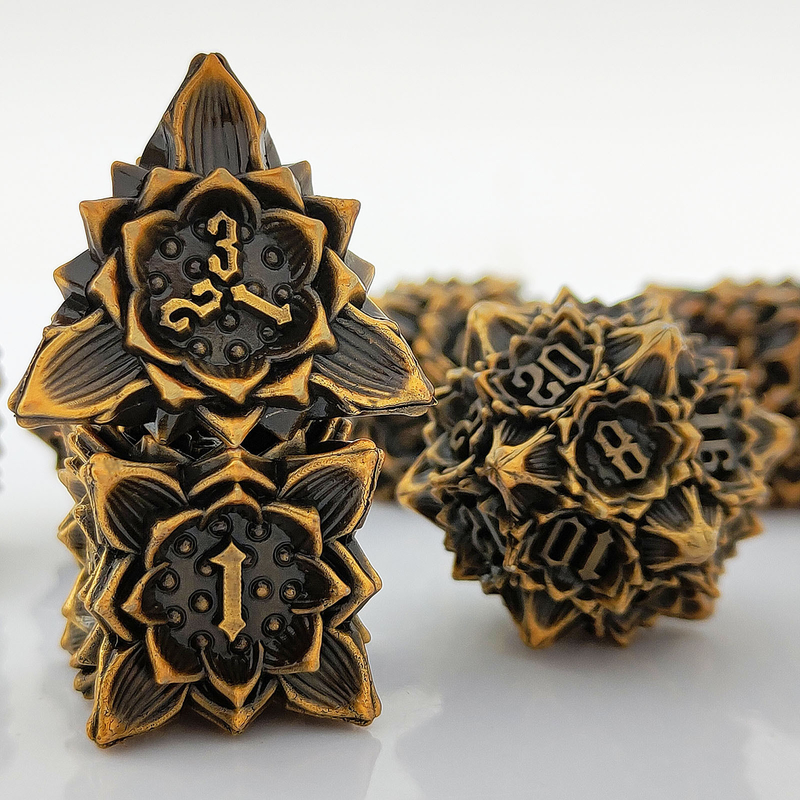 Lotus Metall Würfel Set DND Dungeons And Dragons TRPG Polyhedral COC D6 Brettspiel
