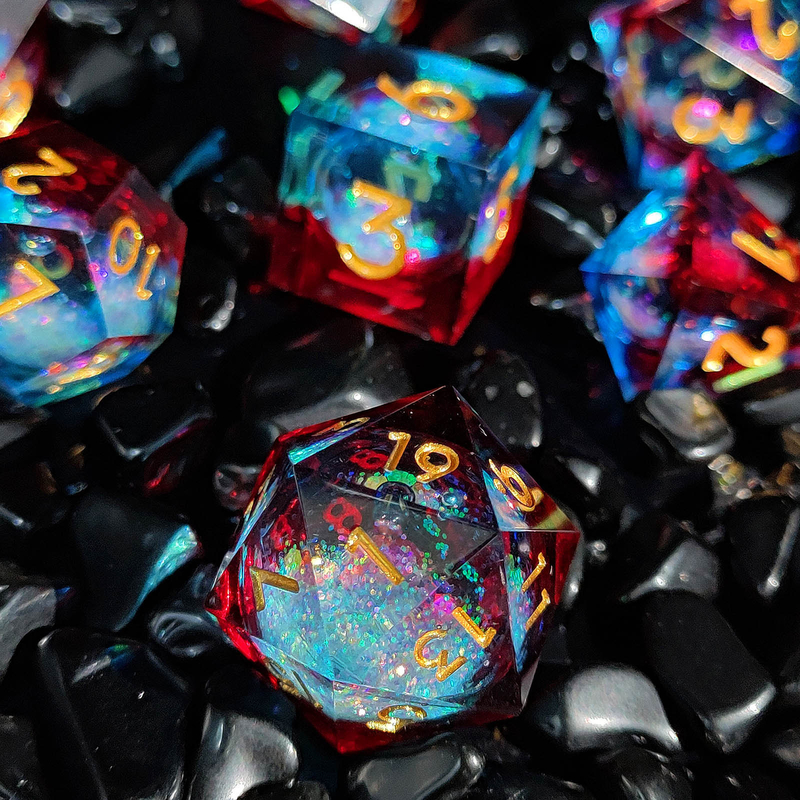 Flow Sand Multicolor Harz Würfel Set DND Cruzu's Call RPG#COC