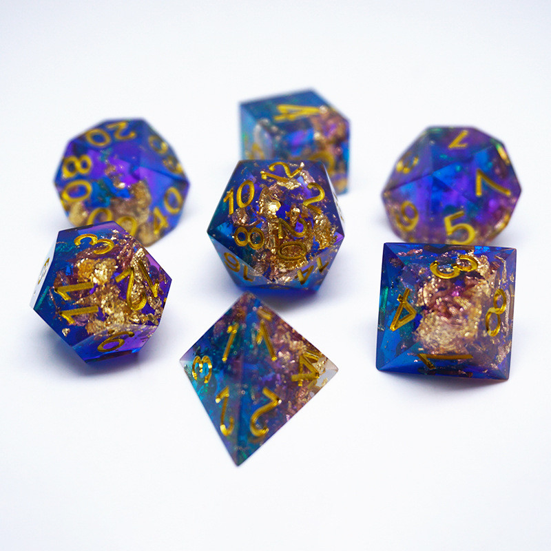Blue Gold Foil Harz Würfel Set maßgeschneiderte verschiedene Farben#Rpg#Dnd#Coc