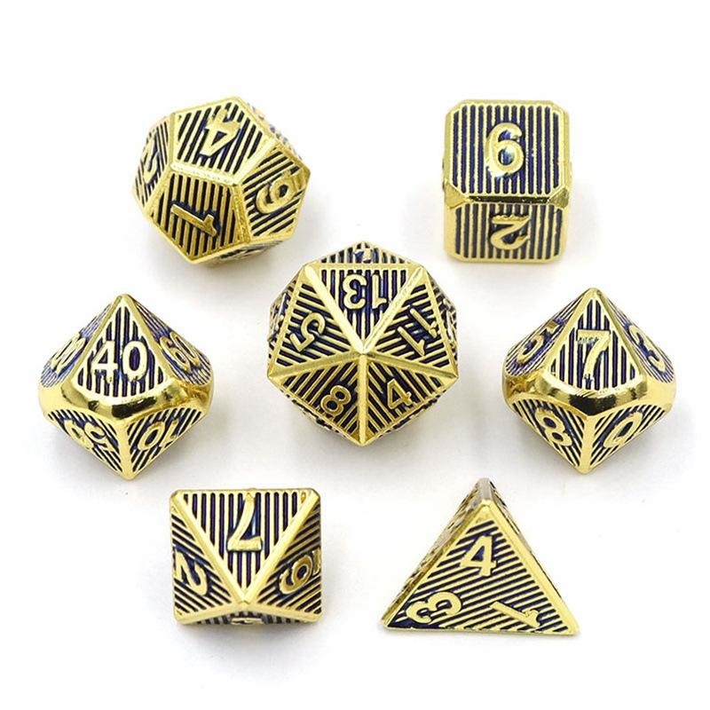 Vertikales Metall-Multi-Face Würfel-Desktop-Spiel Dnd Rpg Coc Bronze Farbe