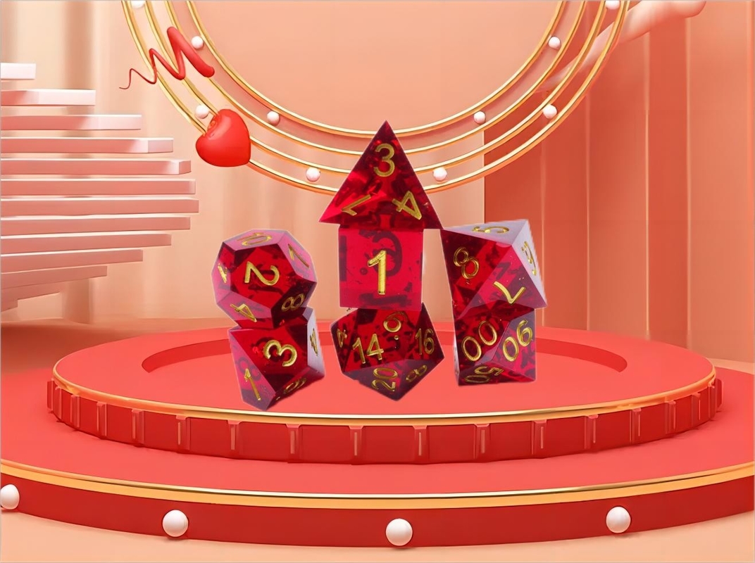 Roter Granatapfel natürliche Harz Würfel Set Desktop-Spiel bevorzugte magische Domäne Abenteuer DND Würfel
