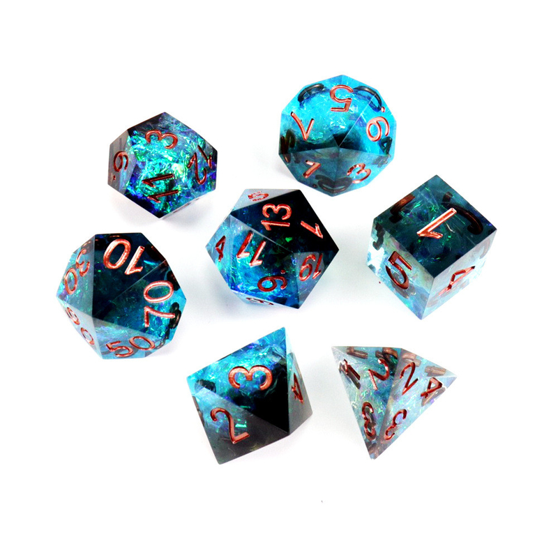 Blau plus schwarz Erz Harz Charakter spielt ein Multi-Nudel Würfel-Set und Würfel