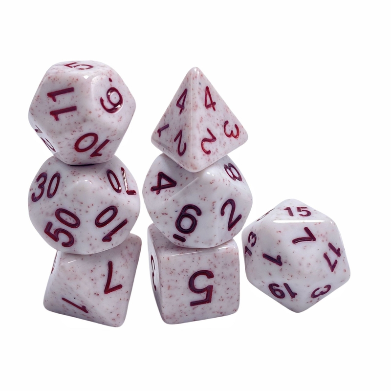 Rotes Wort Rot geflecktes Erz Harz Charakter Spielen Brettspiel Würfel Satz Dnd Würfel
