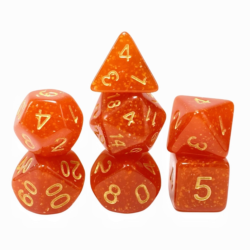 Lichtgoldpulver, orangefarbenes Harz, Charakter, das ein Brettspiel mit Würfeln spielt.