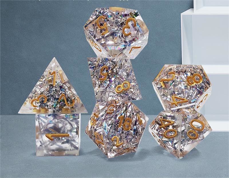 Transparentes kristallfarbiges Band Resin Boarding Dice Set und Würfel