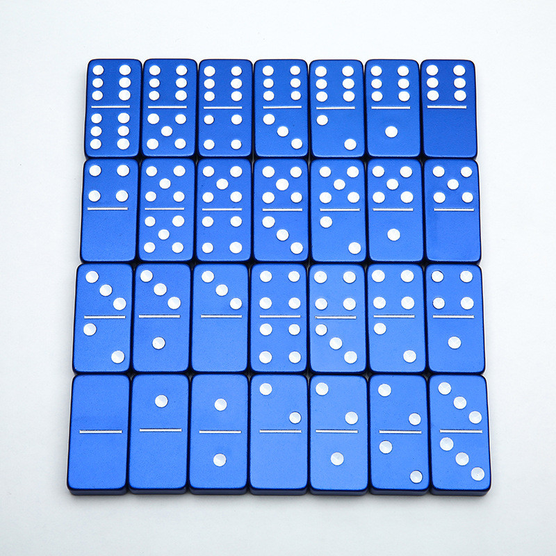 Doppel 6 Sechs Metall Domino Set mit 28 Riesen Aluminiumlegierung Domino Blöcke Laser gedruckt Desktop-Spiel